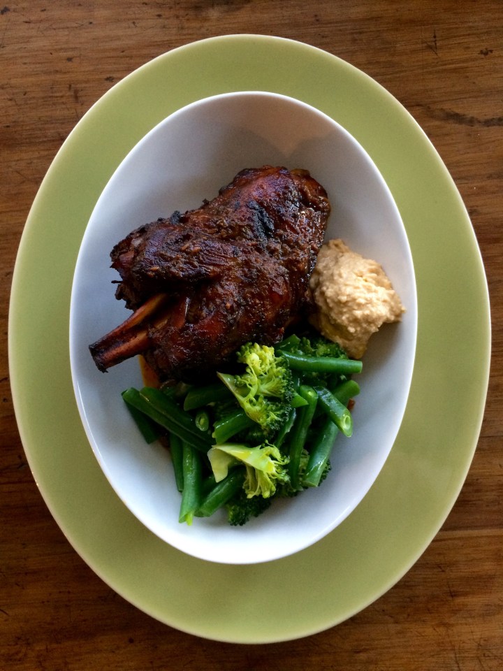 Slow cooked lamb shank